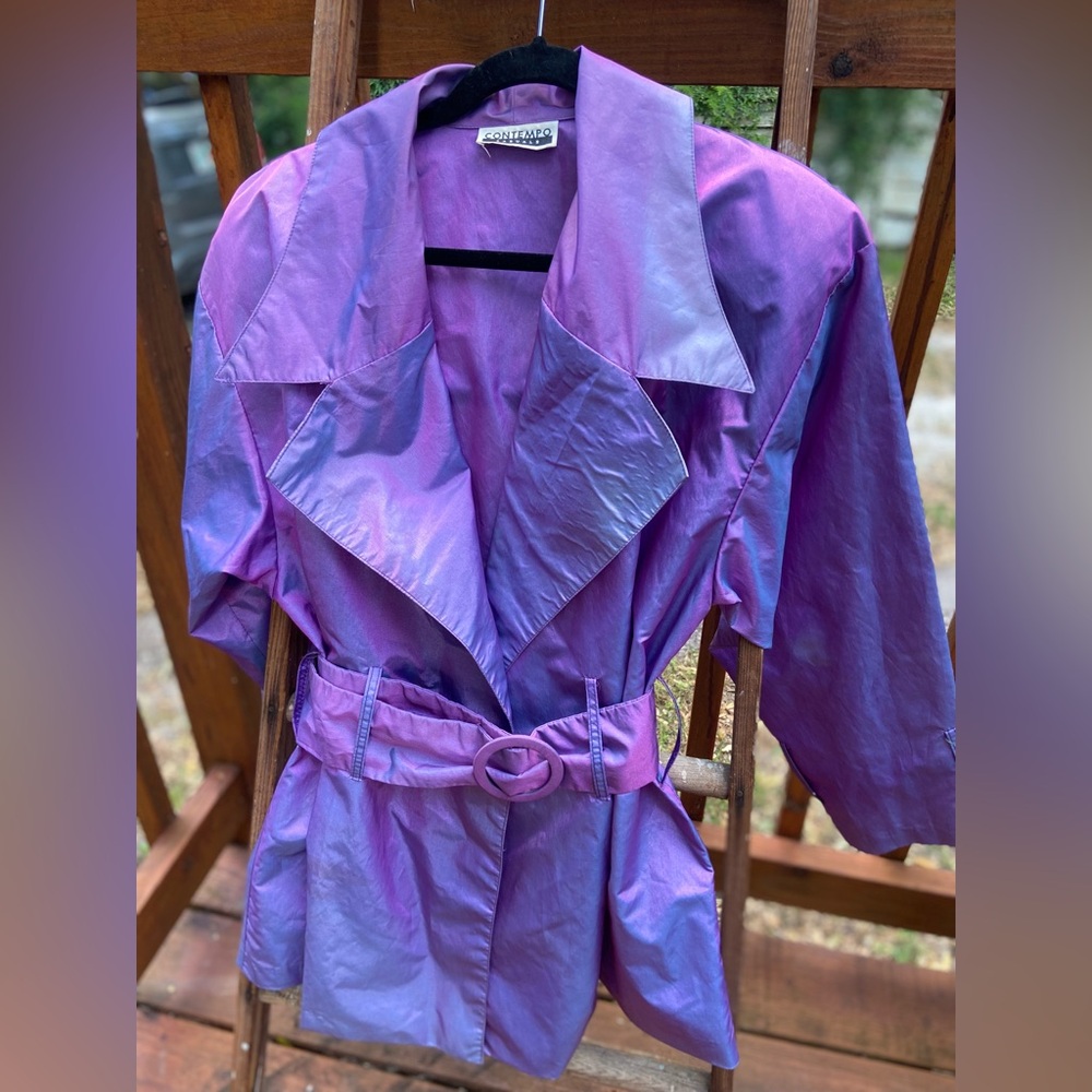 Vintage Contempo Casuals Women's Purple Iridescent Jacket. Fair condition.